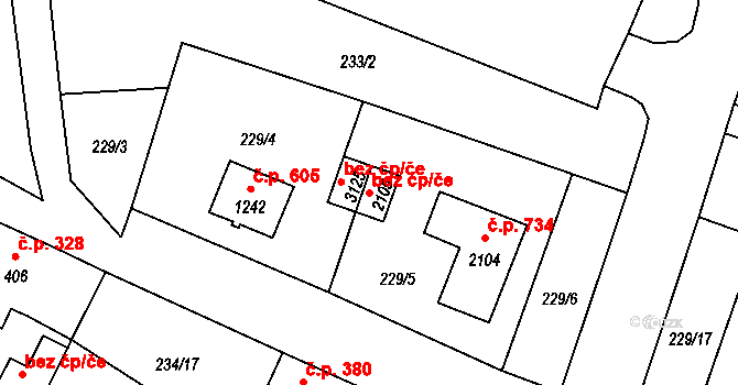 Mariánské Lázně 38789957 na parcele st. 2105 v KÚ Úšovice, Katastrální mapa
