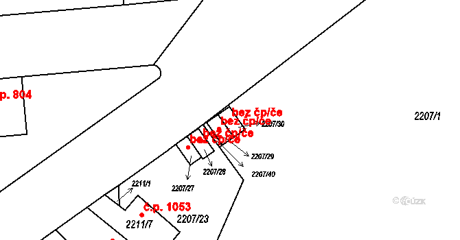Praha 40443957 na parcele st. 2207/30 v KÚ Střešovice, Katastrální mapa