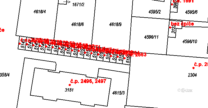 Žatec 40611957 na parcele st. 5155 v KÚ Žatec, Katastrální mapa