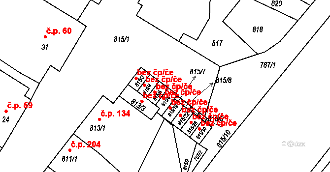 Týnec 40819957 na parcele st. 815/15 v KÚ Týnec na Moravě, Katastrální mapa