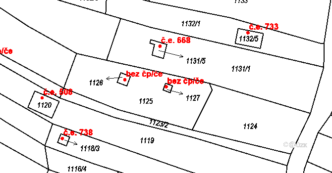 Ostopovice 46044957 na parcele st. 1127 v KÚ Ostopovice, Katastrální mapa