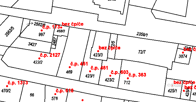 Hořice 48648957 na parcele st. 423/3 v KÚ Hořice v Podkrkonoší, Katastrální mapa