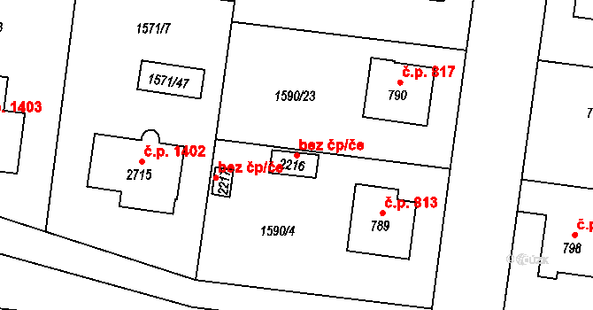Milevsko 49302957 na parcele st. 2216 v KÚ Milevsko, Katastrální mapa