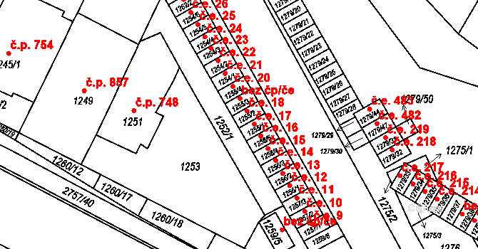 Bučovice 18 na parcele st. 1255/2 v KÚ Bučovice, Katastrální mapa