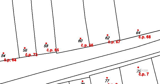 Chvalkovice 66 na parcele st. 60 v KÚ Chvalkovice, Katastrální mapa