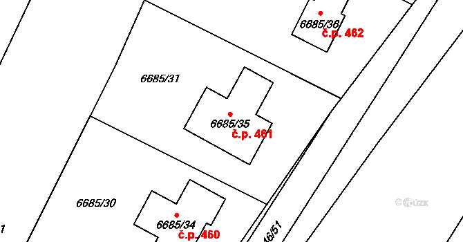Staré Holice 461, Holice na parcele st. 6685/35 v KÚ Holice v Čechách, Katastrální mapa