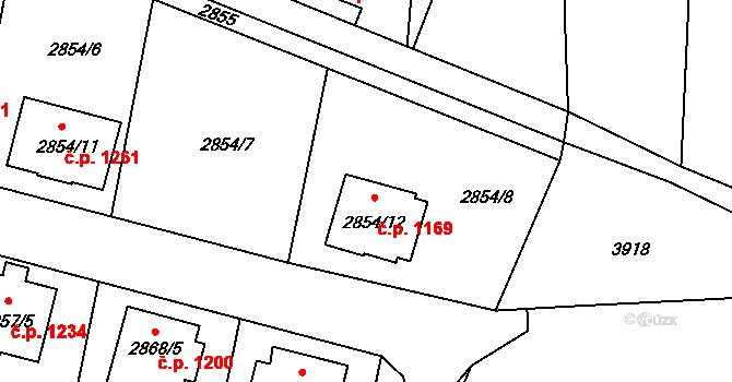 Třešť 1169 na parcele st. 2854/12 v KÚ Třešť, Katastrální mapa