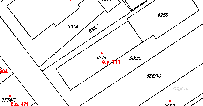 Beroun-Závodí 711, Beroun na parcele st. 3245 v KÚ Beroun, Katastrální mapa
