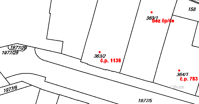 Slaný 1138 na parcele st. 363/2 v KÚ Slaný, Katastrální mapa