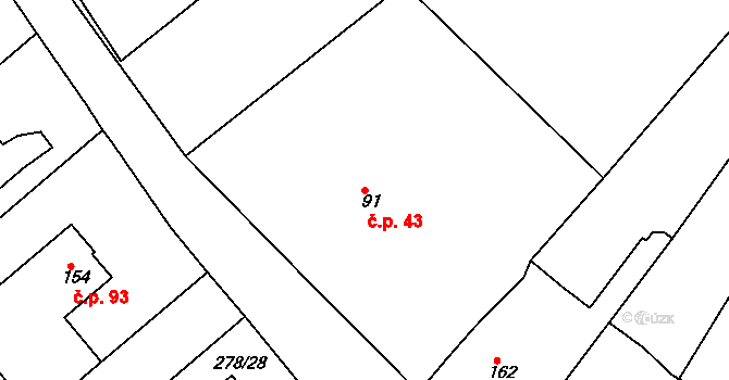 Lobkovice 43, Neratovice na parcele st. 91 v KÚ Lobkovice, Katastrální mapa