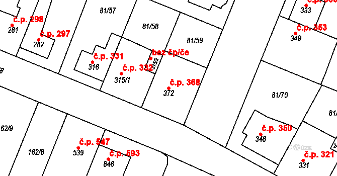 Lobeček 368, Kralupy nad Vltavou na parcele st. 372 v KÚ Lobeček, Katastrální mapa