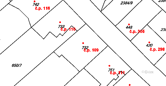 Olivětín 109, Broumov na parcele st. 732 v KÚ Broumov, Katastrální mapa