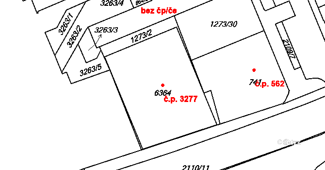 Šumperk 3277 na parcele st. 6364 v KÚ Šumperk, Katastrální mapa