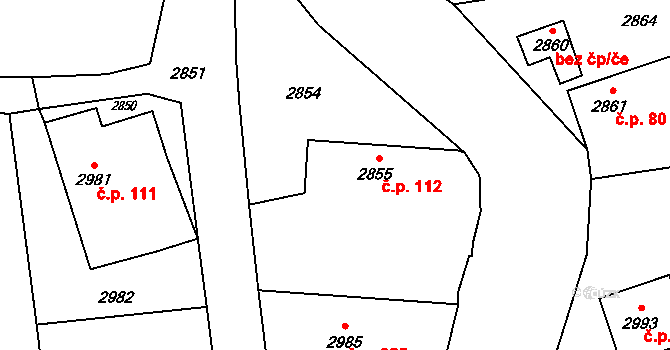 Bravantice 112 na parcele st. 2855 v KÚ Bravantice, Katastrální mapa