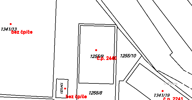 Místek 2440, Frýdek-Místek na parcele st. 1255/9 v KÚ Místek, Katastrální mapa