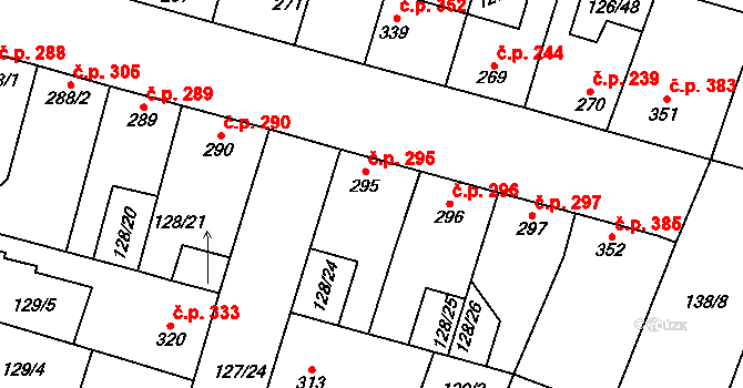 Lenešice 295 na parcele st. 295 v KÚ Lenešice, Katastrální mapa