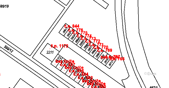 Uherské Hradiště 772 na parcele st. 2666/1 v KÚ Uherské Hradiště, Katastrální mapa