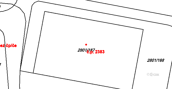 Poruba 2383, Ostrava na parcele st. 2801/187 v KÚ Poruba, Katastrální mapa