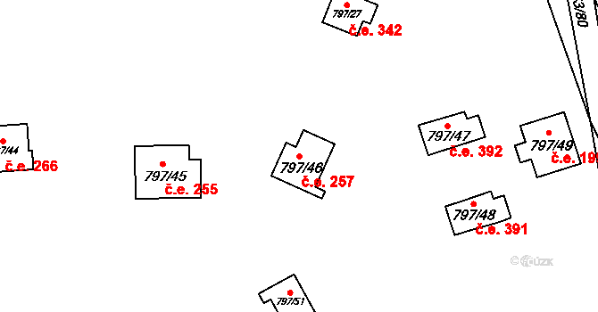 Oslnovice 257 na parcele st. 797/46 v KÚ Oslnovice, Katastrální mapa