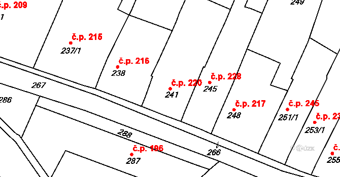 Štítary 220 na parcele st. 241 v KÚ Štítary na Moravě, Katastrální mapa