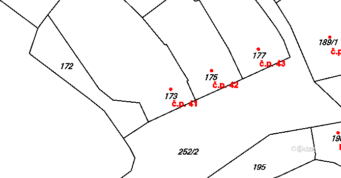 Nahošovice 41 na parcele st. 173 v KÚ Nahošovice, Katastrální mapa