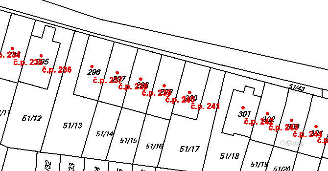 Staré Hory 240, Jihlava na parcele st. 299 v KÚ Staré Hory, Katastrální mapa