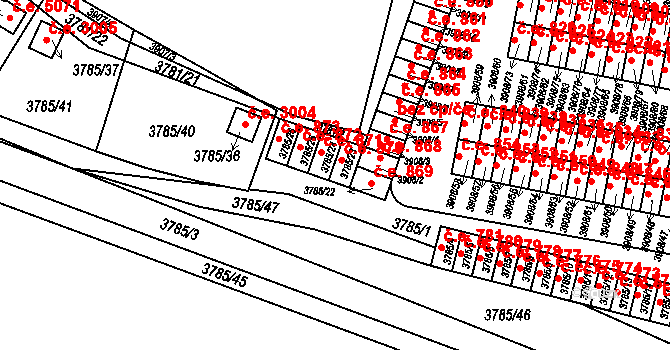 Jihlava 870 na parcele st. 3785/23 v KÚ Jihlava, Katastrální mapa