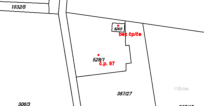 Konská 97, Třinec na parcele st. 528/1 v KÚ Konská, Katastrální mapa