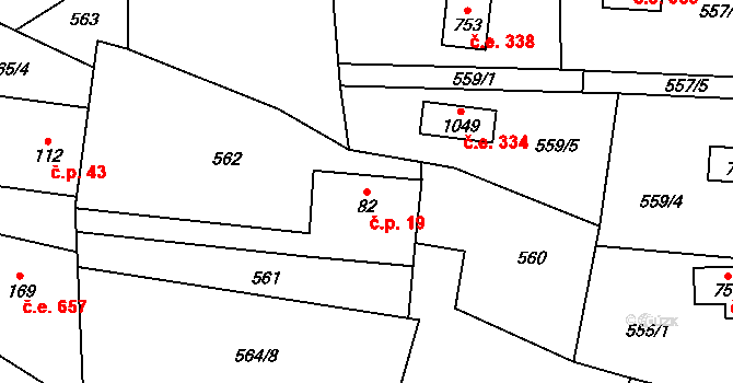 Kamenný Újezdec 19, Kamenný Přívoz na parcele st. 82 v KÚ Kamenný Přívoz, Katastrální mapa