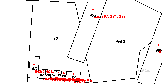 Žandov 281,287,297 na parcele st. 492 v KÚ Žandov u České Lípy, Katastrální mapa