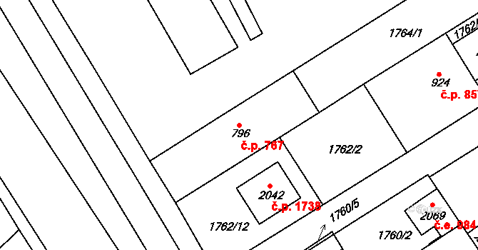Tišnov 767 na parcele st. 796 v KÚ Tišnov, Katastrální mapa