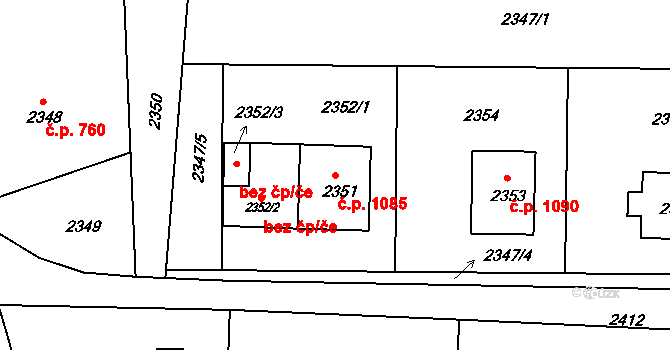 Rýmařov 1085 na parcele st. 2351 v KÚ Rýmařov, Katastrální mapa