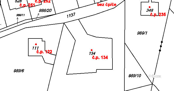 Želivec 134, Sulice na parcele st. 134 v KÚ Sulice, Katastrální mapa