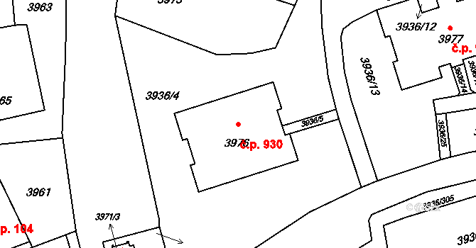 Lutyně 930, Orlová na parcele st. 3976 v KÚ Horní Lutyně, Katastrální mapa