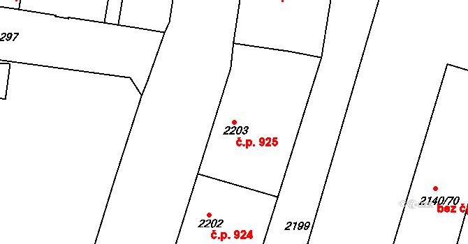 Střekov 925, Ústí nad Labem na parcele st. 2203 v KÚ Střekov, Katastrální mapa