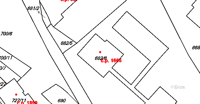 Pelhřimov 1665 na parcele st. 682/6 v KÚ Pelhřimov, Katastrální mapa