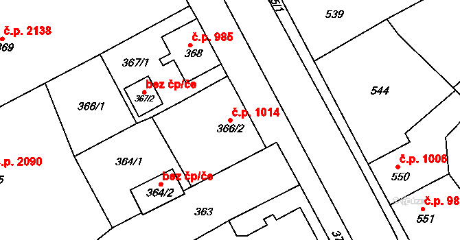 Sokolov 1014 na parcele st. 366/2 v KÚ Sokolov, Katastrální mapa