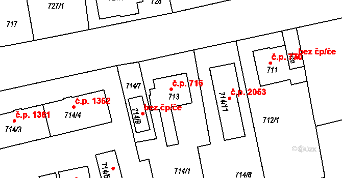 Turnov 716 na parcele st. 713 v KÚ Turnov, Katastrální mapa