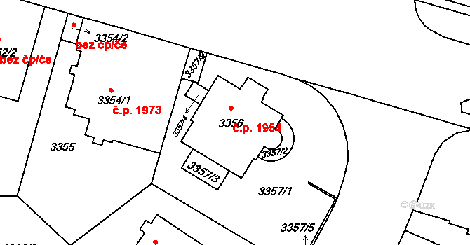 Vinohrady 1954, Praha na parcele st. 3356 v KÚ Vinohrady, Katastrální mapa