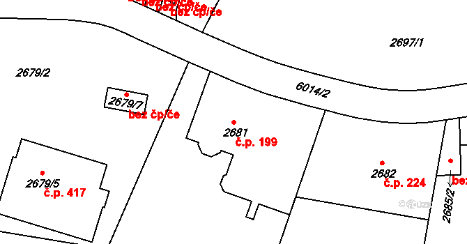 Liberec V-Kristiánov 199, Liberec na parcele st. 2681 v KÚ Liberec, Katastrální mapa