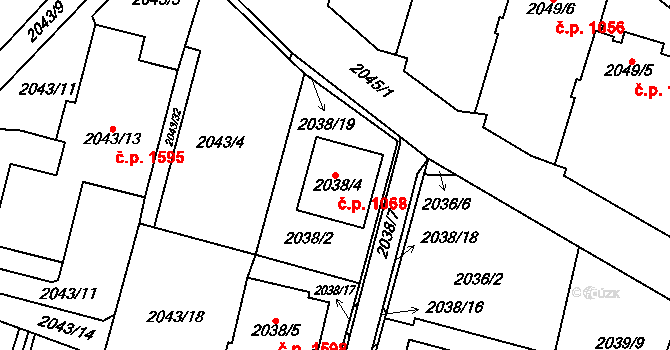 Bludovice 1068, Havířov na parcele st. 2038/4 v KÚ Bludovice, Katastrální mapa