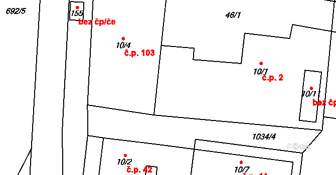 Rejšice 2, Smilovice na parcele st. 10/1 v KÚ Rejšice, Katastrální mapa