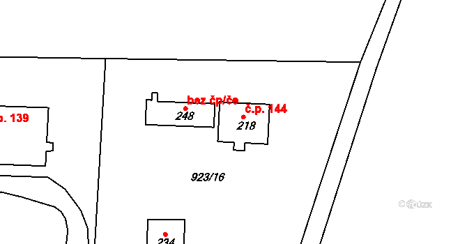 Bolina 144, Vlašim na parcele st. 218 v KÚ Bolina, Katastrální mapa