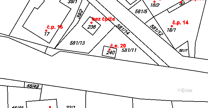 Plačkov 20, Humpolec na parcele st. 240 v KÚ Plačkov, Katastrální mapa
