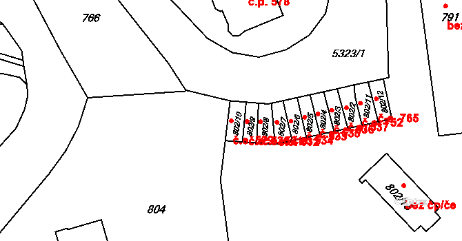 Znojmo 529 na parcele st. 802/10 v KÚ Znojmo-město, Katastrální mapa