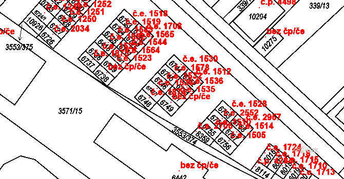 Hodonín 1535 na parcele st. 6750/1 v KÚ Hodonín, Katastrální mapa