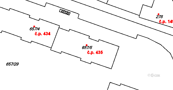 Pokratice 435, Litoměřice na parcele st. 657/5 v KÚ Pokratice, Katastrální mapa