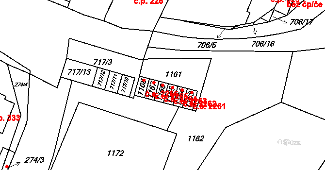 Oblekovice 2264, Znojmo na parcele st. 1166 v KÚ Oblekovice, Katastrální mapa