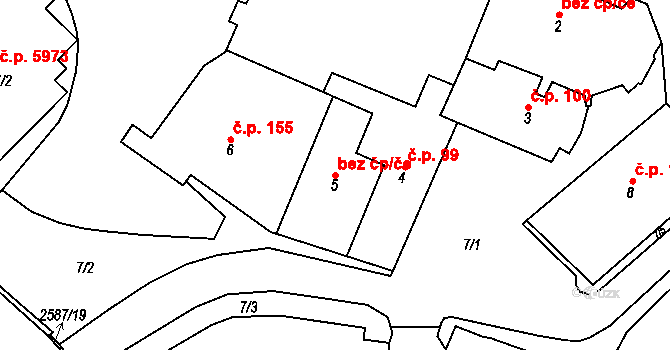 Chomutov 39081958 na parcele st. 5 v KÚ Chomutov I, Katastrální mapa