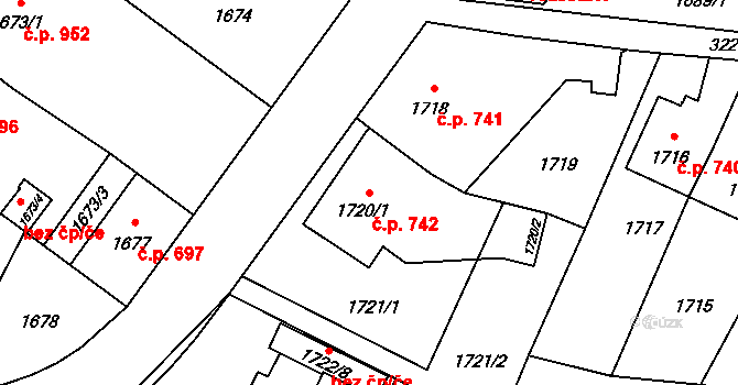 Vítkov 742 na parcele st. 1720/1 v KÚ Vítkov, Katastrální mapa